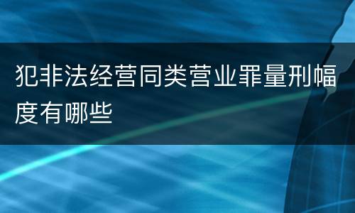 犯非法经营同类营业罪量刑幅度有哪些