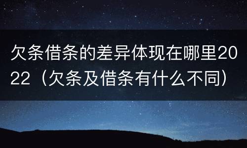欠条借条的差异体现在哪里2022（欠条及借条有什么不同）