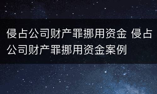 侵占公司财产罪挪用资金 侵占公司财产罪挪用资金案例