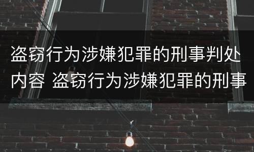 盗窃行为涉嫌犯罪的刑事判处内容 盗窃行为涉嫌犯罪的刑事判处内容包括