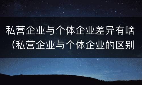 私营企业与个体企业差异有啥（私营企业与个体企业的区别）
