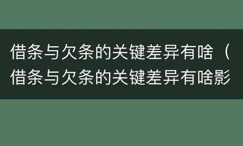 借条与欠条的关键差异有啥（借条与欠条的关键差异有啥影响）
