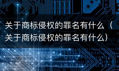 关于商标侵权的罪名有什么（关于商标侵权的罪名有什么）