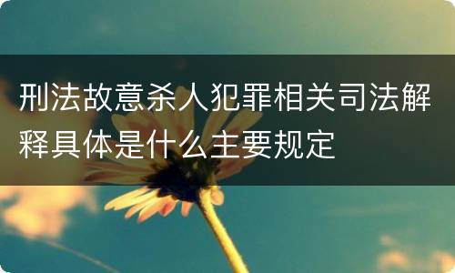 刑法故意杀人犯罪相关司法解释具体是什么主要规定