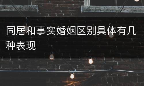 同居和事实婚姻区别具体有几种表现