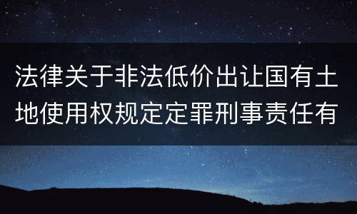 法律关于非法低价出让国有土地使用权规定定罪刑事责任有哪些