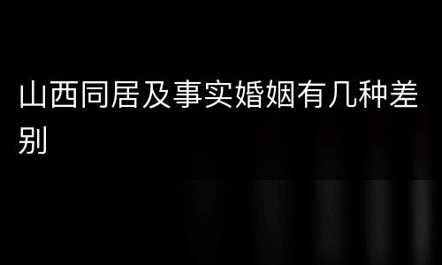 山西同居及事实婚姻有几种差别