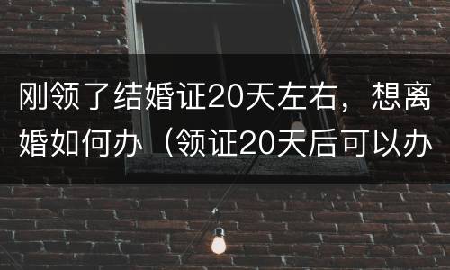 刚领了结婚证20天左右，想离婚如何办（领证20天后可以办理离婚证吗）