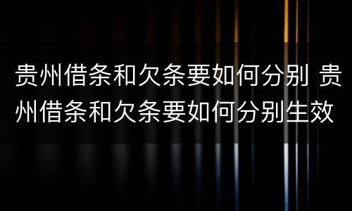 贵州借条和欠条要如何分别 贵州借条和欠条要如何分别生效
