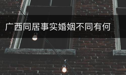 广西同居事实婚姻不同有何