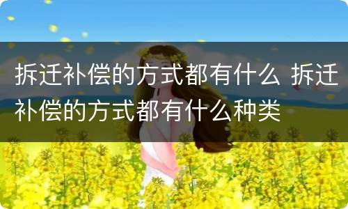 拆迁补偿的方式都有什么 拆迁补偿的方式都有什么种类