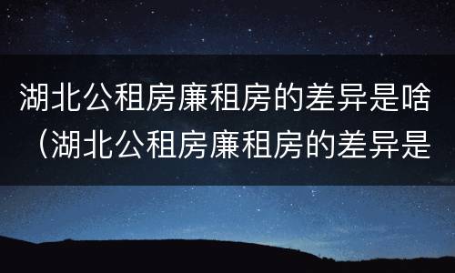 湖北公租房廉租房的差异是啥（湖北公租房廉租房的差异是啥啊）