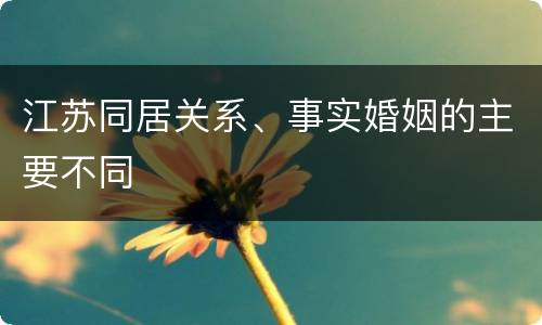 江苏同居关系、事实婚姻的主要不同
