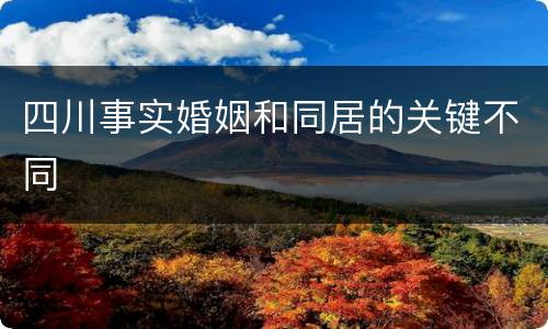 四川事实婚姻和同居的关键不同