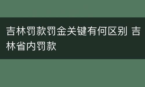 吉林罚款罚金关键有何区别 吉林省内罚款