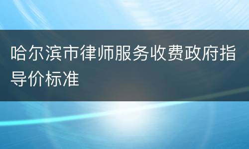 哈尔滨市律师服务收费政府指导价标准