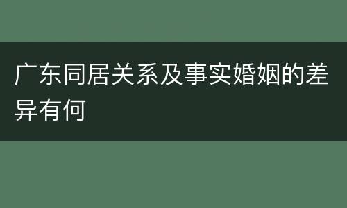 广东同居关系及事实婚姻的差异有何