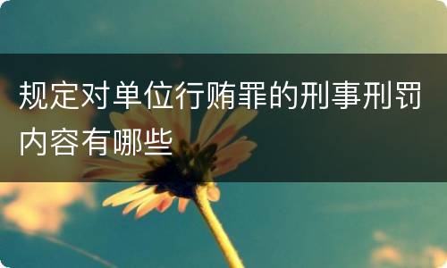 规定对单位行贿罪的刑事刑罚内容有哪些