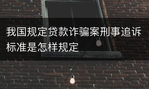 我国规定贷款诈骗案刑事追诉标准是怎样规定