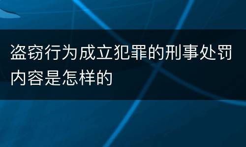 盗窃行为成立犯罪的刑事处罚内容是怎样的