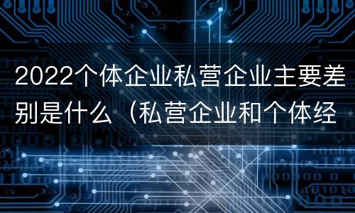 2022个体企业私营企业主要差别是什么（私营企业和个体经济的区别）
