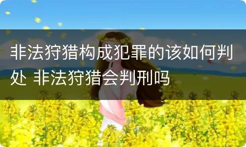 非法狩猎构成犯罪的该如何判处 非法狩猎会判刑吗