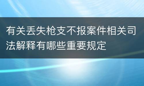 有关丢失枪支不报案件相关司法解释有哪些重要规定