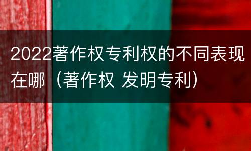 2022著作权专利权的不同表现在哪（著作权 发明专利）