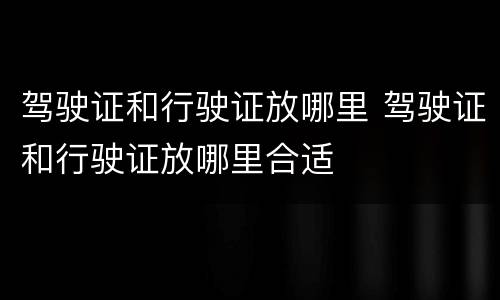 驾驶证和行驶证放哪里 驾驶证和行驶证放哪里合适