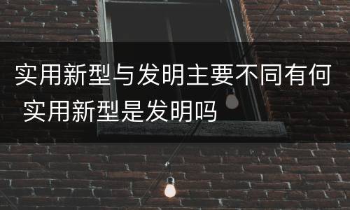 实用新型与发明主要不同有何 实用新型是发明吗