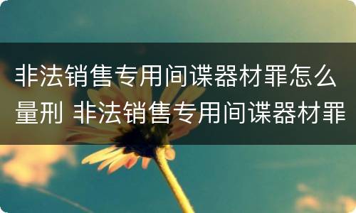 非法销售专用间谍器材罪怎么量刑 非法销售专用间谍器材罪怎么量刑的