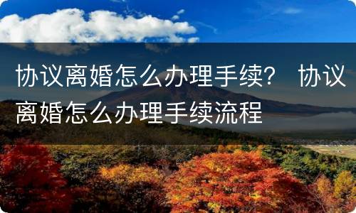 协议离婚怎么办理手续？ 协议离婚怎么办理手续流程