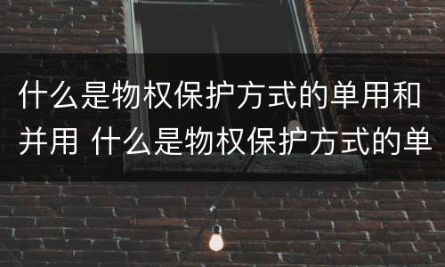 什么是物权保护方式的单用和并用 什么是物权保护方式的单用和并用原则