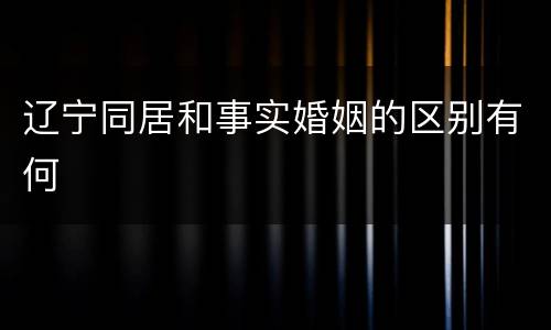 辽宁同居和事实婚姻的区别有何