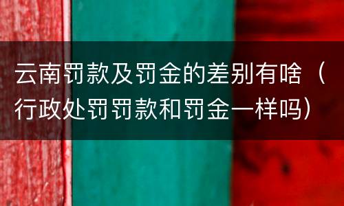 云南罚款及罚金的差别有啥（行政处罚罚款和罚金一样吗）