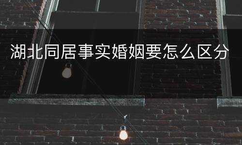 湖北同居事实婚姻要怎么区分