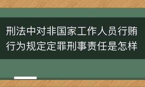 刑法中对非国家工作人员行贿行为规定定罪刑事责任是怎样