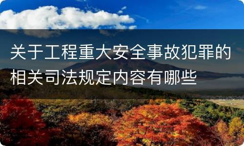 关于工程重大安全事故犯罪的相关司法规定内容有哪些