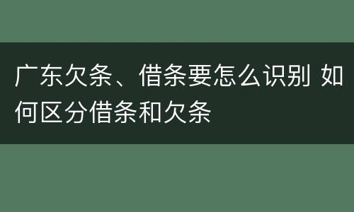 广东欠条、借条要怎么识别 如何区分借条和欠条