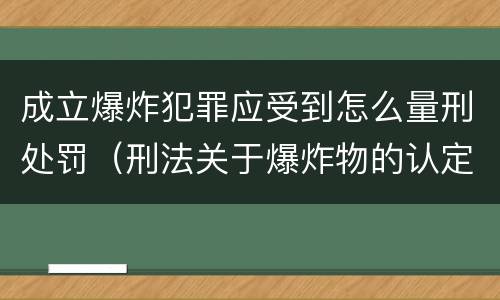 成立爆炸犯罪应受到怎么量刑处罚（刑法关于爆炸物的认定）
