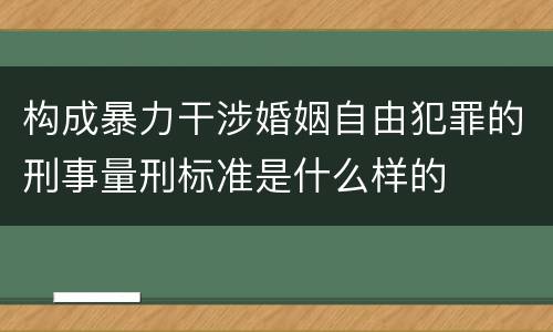 构成暴力干涉婚姻自由犯罪的刑事量刑标准是什么样的