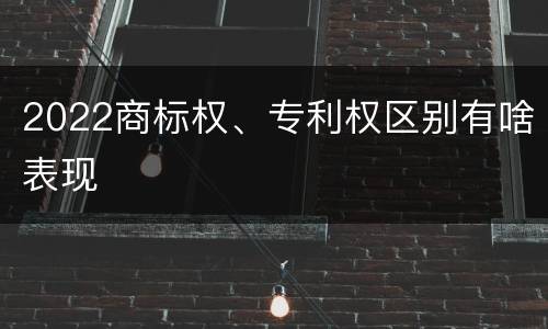2022商标权、专利权区别有啥表现