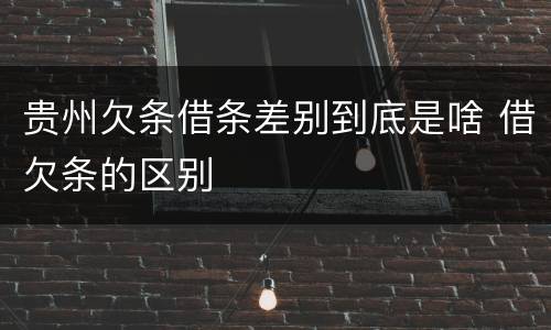贵州欠条借条差别到底是啥 借欠条的区别