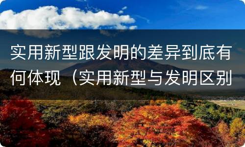 实用新型跟发明的差异到底有何体现（实用新型与发明区别）