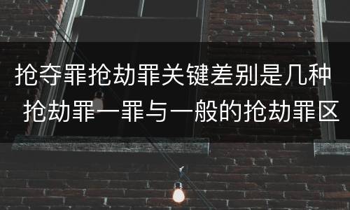 抢夺罪抢劫罪关键差别是几种 抢劫罪一罪与一般的抢劫罪区别
