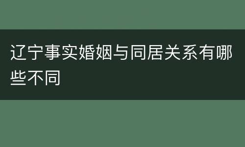 辽宁事实婚姻与同居关系有哪些不同