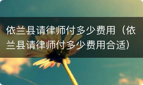 依兰县请律师付多少费用（依兰县请律师付多少费用合适）