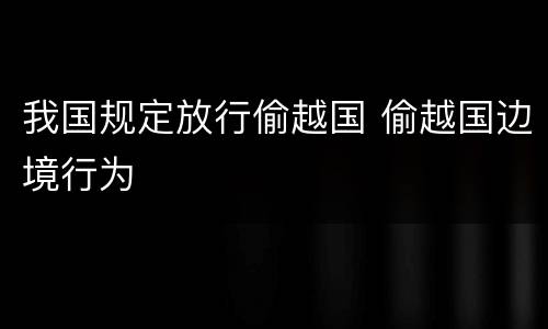 我国规定放行偷越国 偷越国边境行为