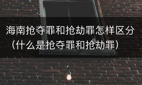 海南抢夺罪和抢劫罪怎样区分（什么是抢夺罪和抢劫罪）