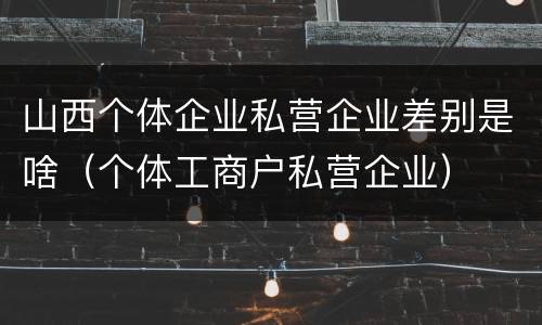 山西个体企业私营企业差别是啥（个体工商户私营企业）